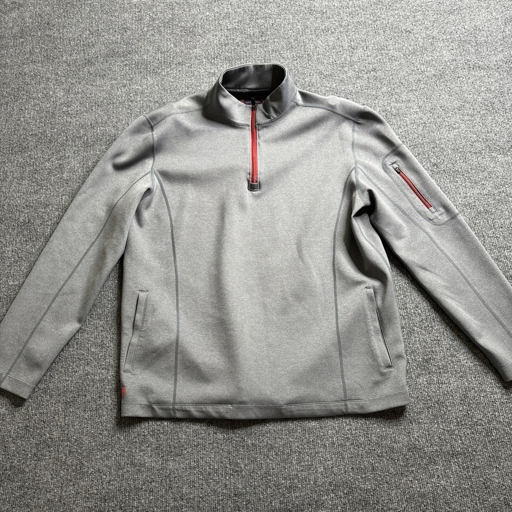 UNTUCKit 1/4 Zip Mock Neck Pullover Men's Large Gray Performance Pockets